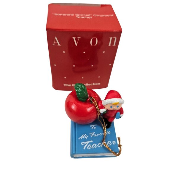 Avon Christmas Ornament Lot 8 Bears Train Angel Bell Teacher Santa Express - Picture 6 of 9